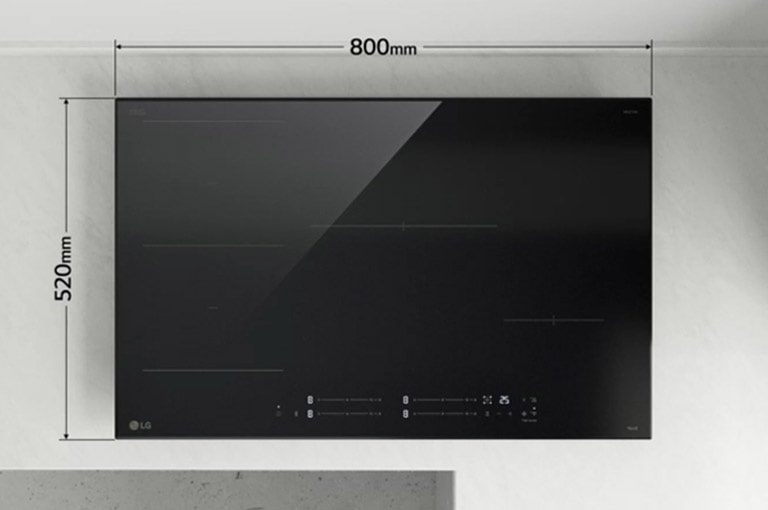 The dimension of the induction cooktop.