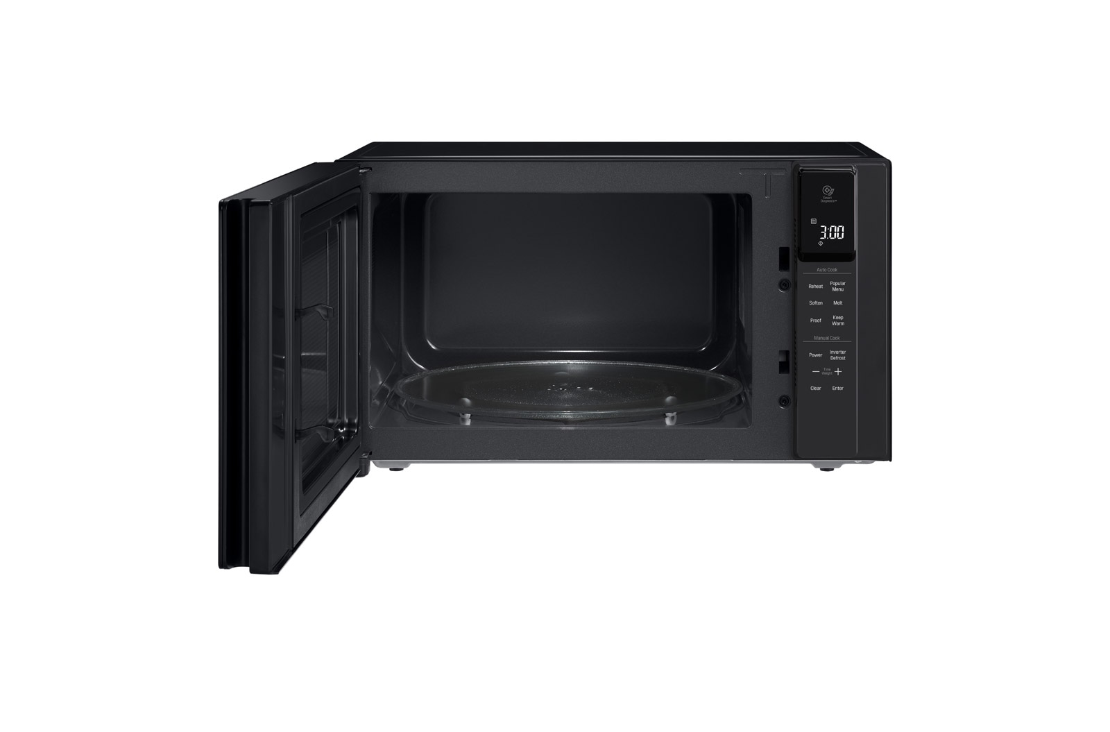 Front view LG MS2596OB NeoChef, 25L Smart Inverter Microwave Oven