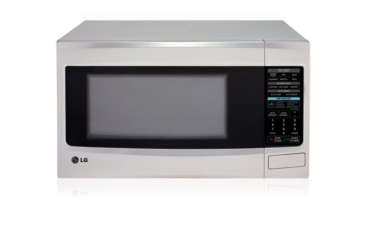 Front view of 34L Stainless Steel Microwave with 10 different power levels and Auto Cook Menus MS3448XRK
