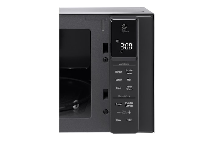 Front view open door LG MS4296OSS NeoChef, 42L Smart Inverter Microwave Oven