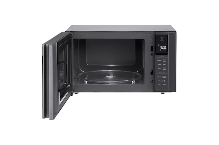 Front view open door LG MS4296OSS NeoChef, 42L Smart Inverter Microwave Oven
