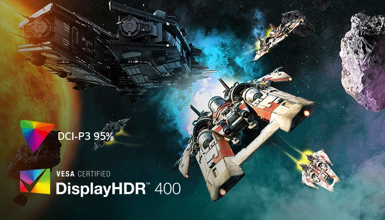 It shows spaceships in outer space. The image is clear and colourful.