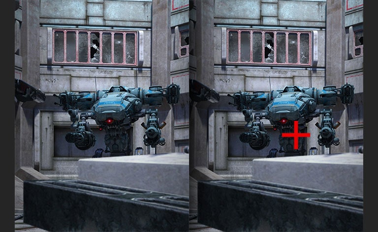 Comparison of Crosshair - The left image is the Crosshair 'off,' and the Right image is the Crosshair 'on'