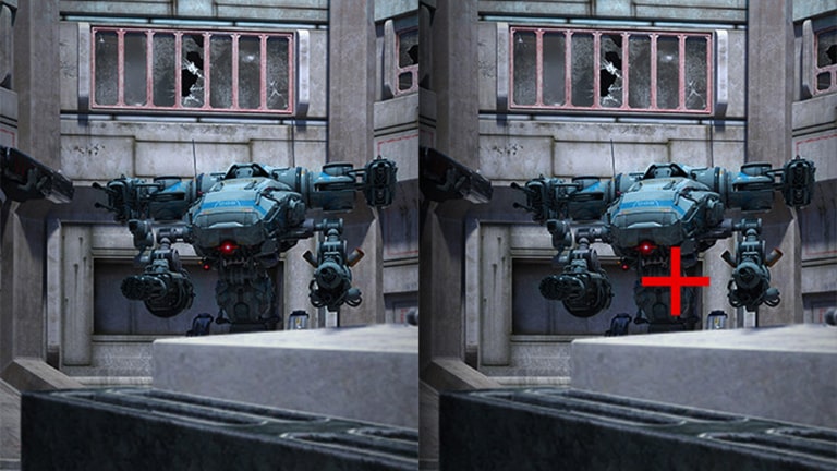 Comparison of Crosshair - The left image is the Crosshair 'off,' and the Right image is the Crosshair 'on'