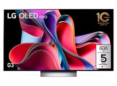 LG OLED G3 showing a colorful abstract artwork. 