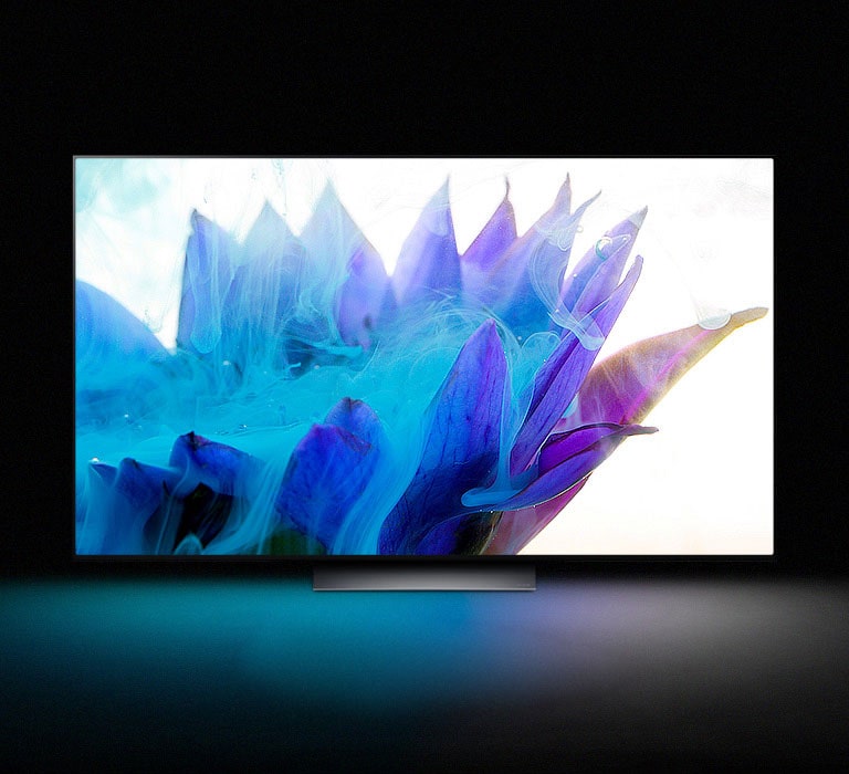 An abstract display of colorful flowers is shown on LG OLED.