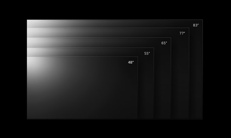 LG OLED C2 TV lineup in various sizes from 42 inches to 83 inches.