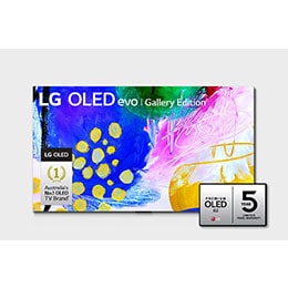 Front view with LG OLED evo Gallery Edition on the screen