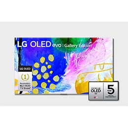 Front view with LG OLED evo Gallery Edition on the screen