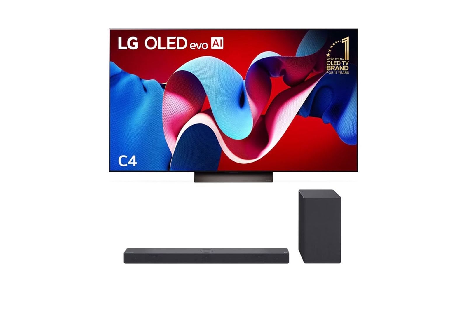 LG 65 inch LG OLED evo C4 4K Smart TV & C Series Sound Bar SC9S, OLED65C4PSA.SC9S