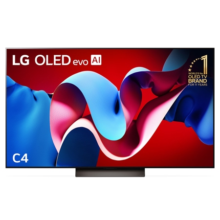 Front view with LG OLED evo and 11 Years World No.1 OLED Emblem on screen