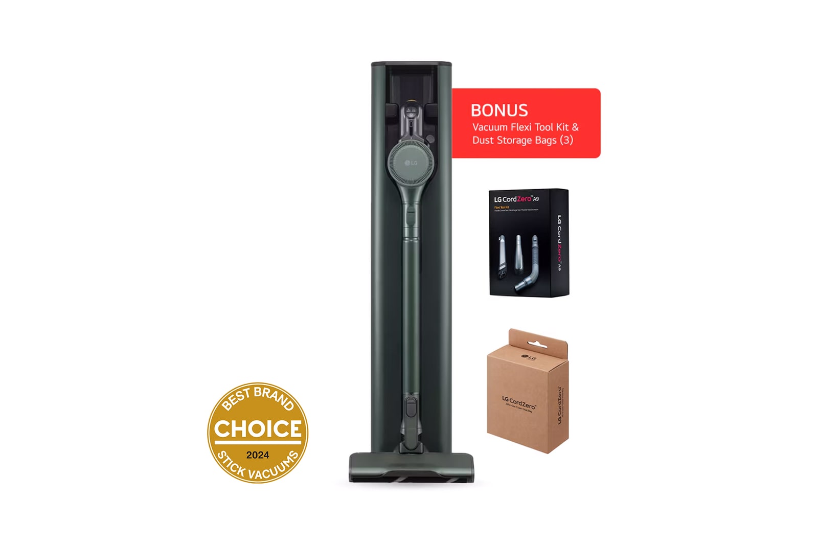 Front view of LG CordZero® Auto Emptying Handstick Vacuum Bundle A9T-MAXDF