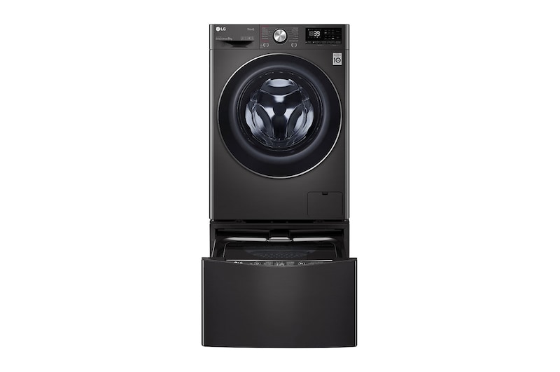 Front view of 11kg Total Washing Load TWINWash® System including LG MiniWasher WV9-1409B-WTP20BK