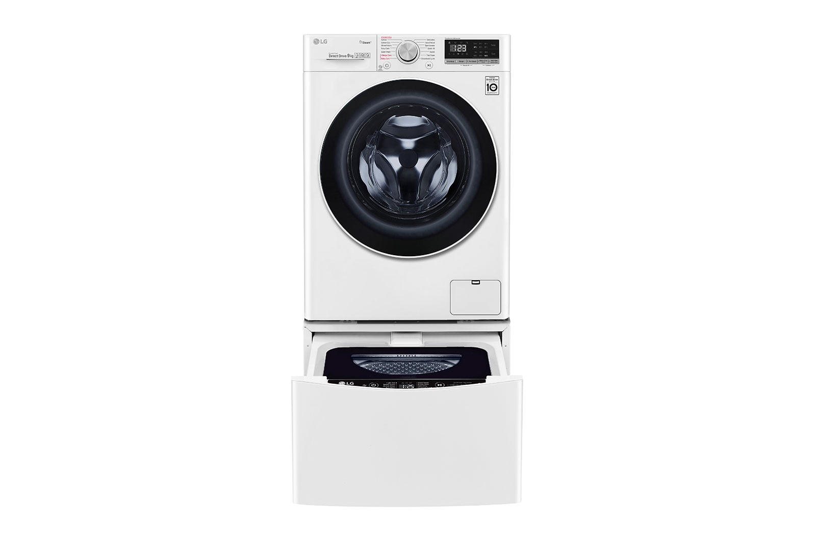 Front view of 11kg Total Washing Load TWINWash® System including LG MiniWasher WV5-1409W-WTP20WY