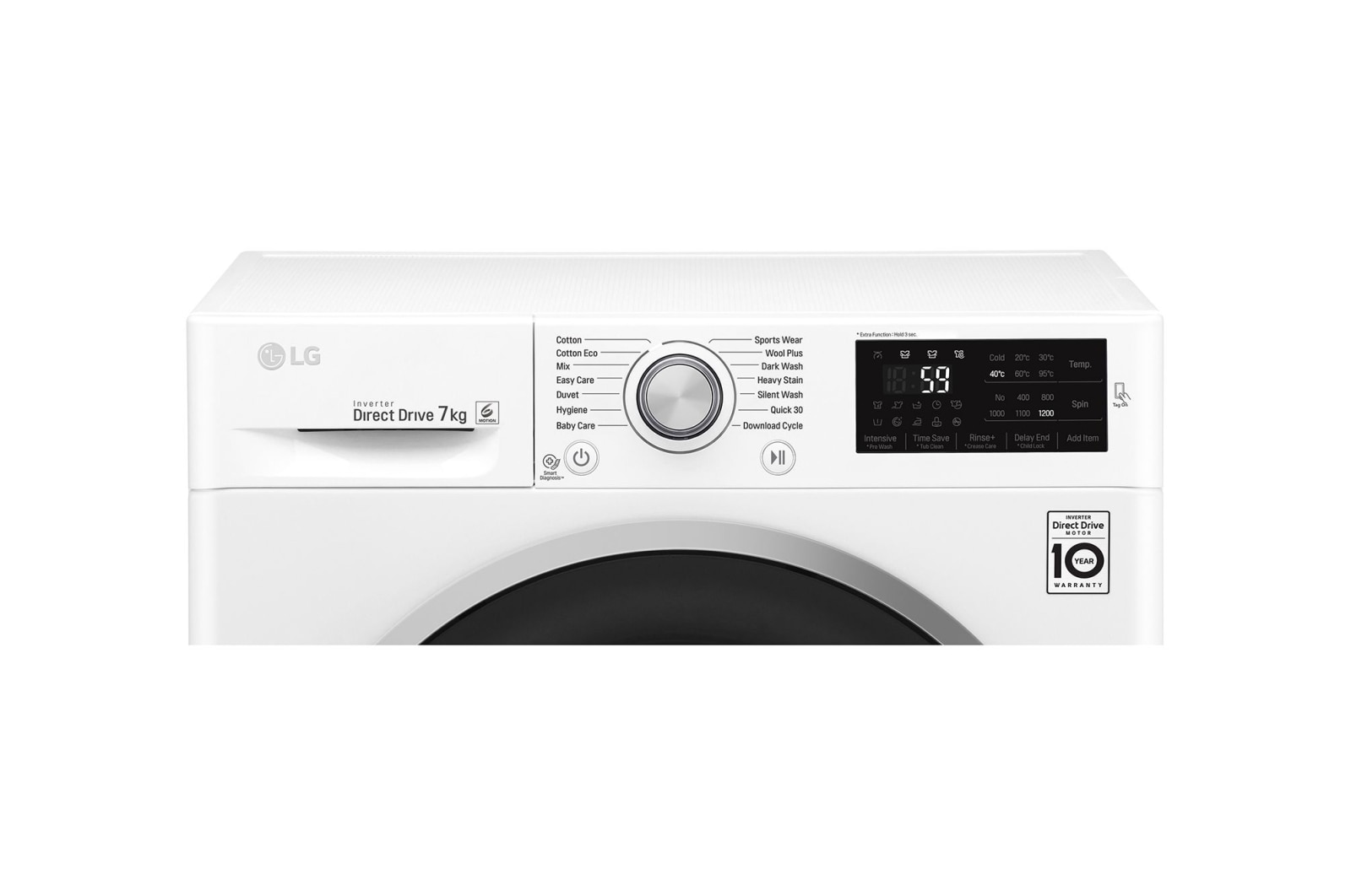 LG 7kg Front Loader Washing Machine with 6 Motion Direct Drive, WD1207NCW