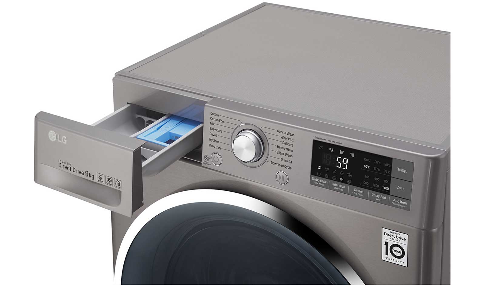 LG 9kg Front Loader Washing Machine with Turbo Clean®, WD1409NCE