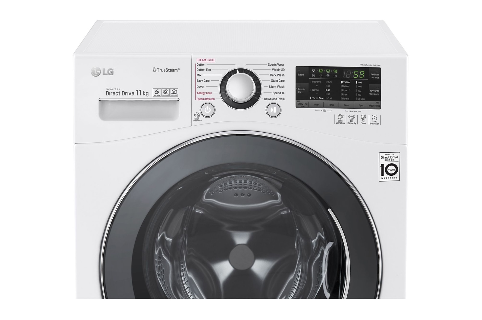 LG 11kg Front Loader Washing Machine  with True Steam®, WD1411SBW