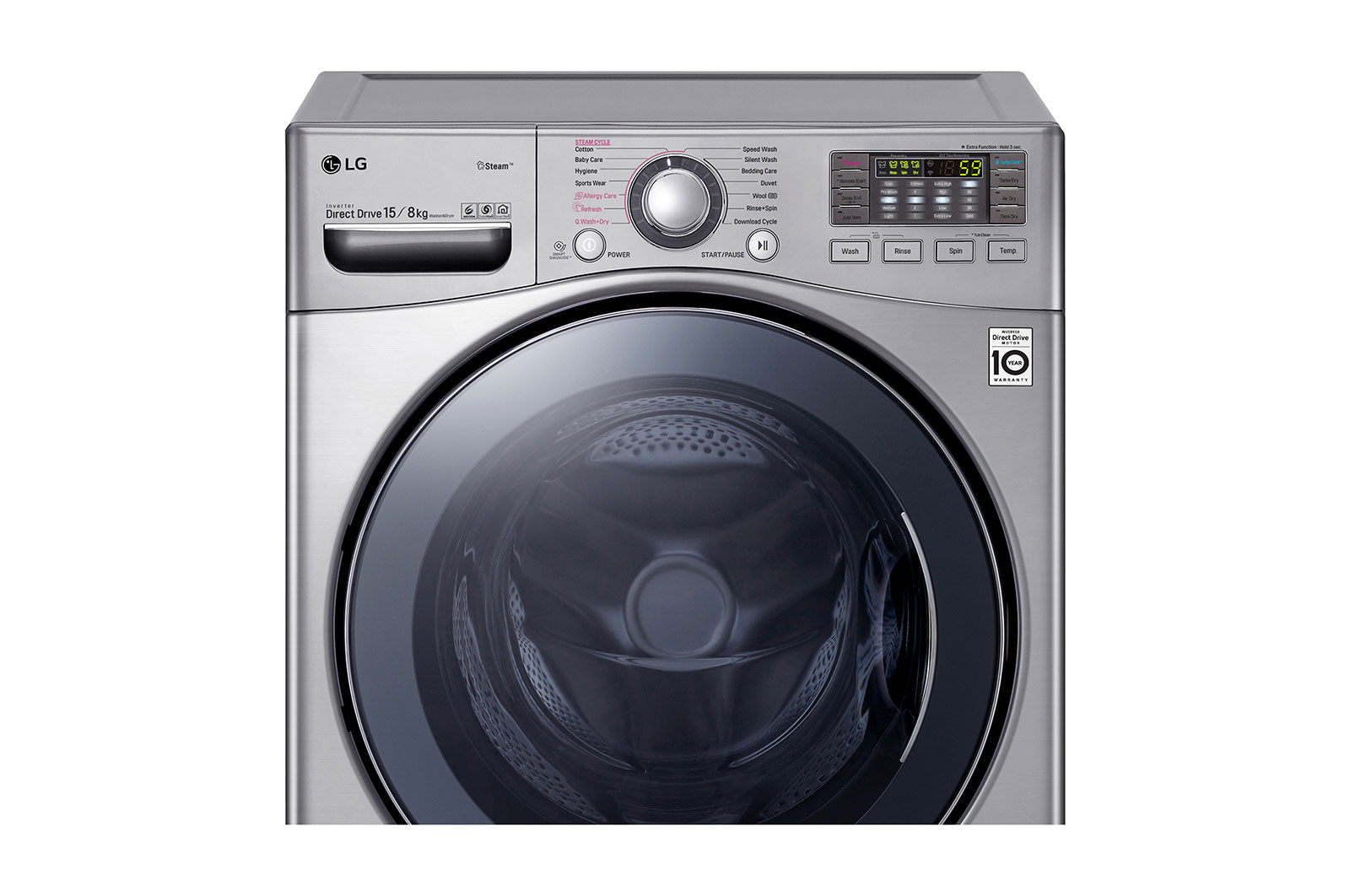 LG 15kg/8kg Front Load Washer Dryer Combo with True Steam®, WDC1215HSVE