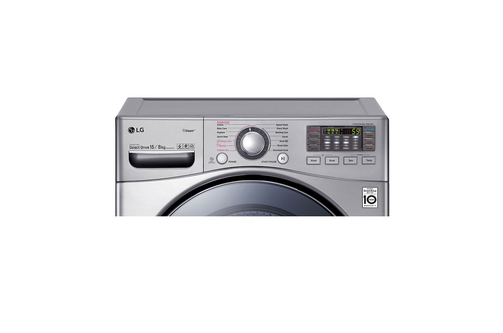 LG 15kg/8kg Front Load Washer Dryer Combo with True Steam®, WDC1215HSVE