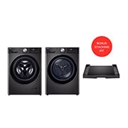 LG 12kg Series 10 Front Load Washing Machine + 10kg Heat Pump Dryer Stacking Kit Bundle, WV10-1412SB