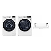 LG 8kg Series 5 Front Load Washing Machine + 8kg Heat Pump Dryer  Stacking Kit Bundle, WV5-1408SW