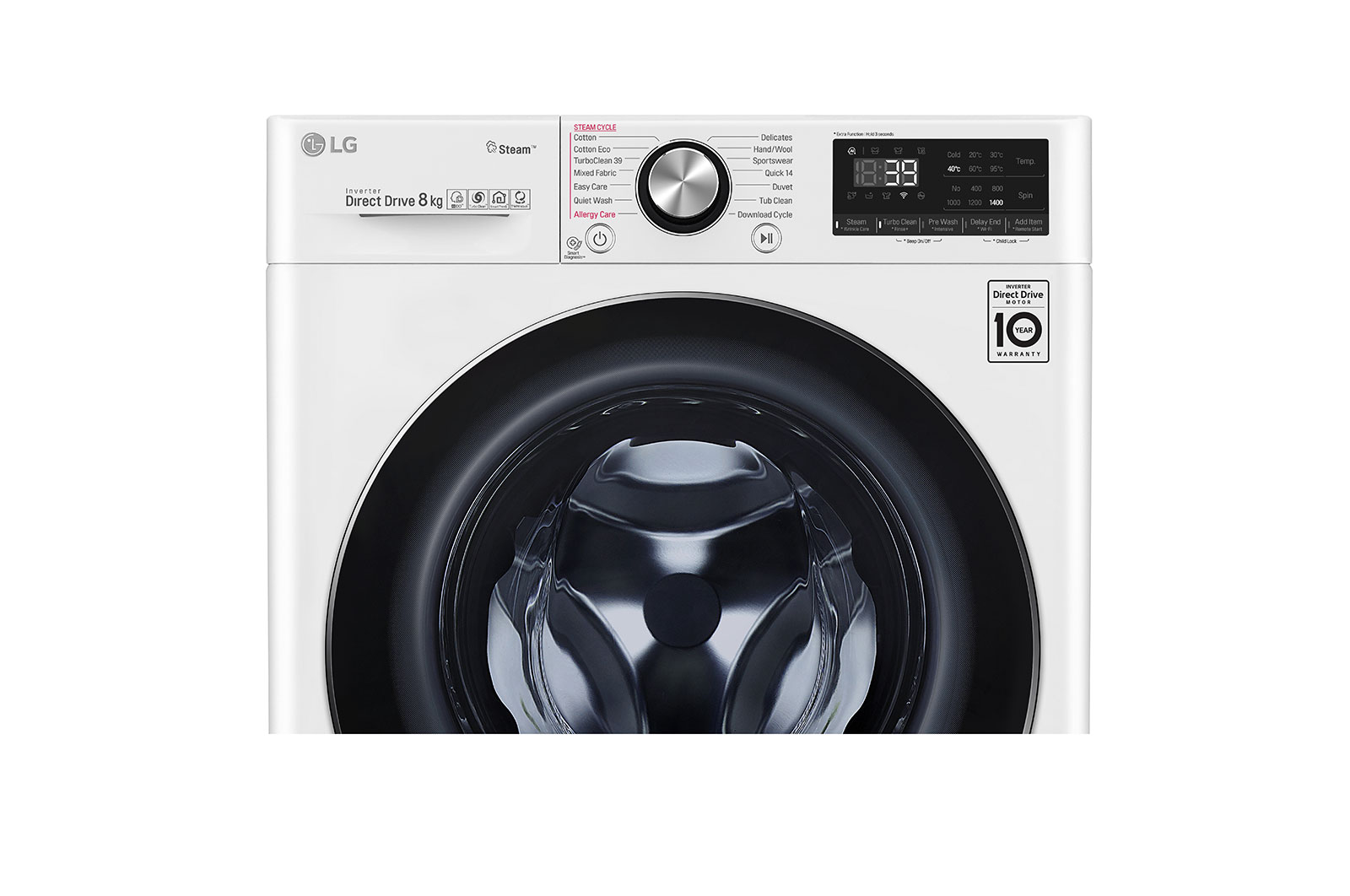 LG 8kg Front Load Washing Machine with Steam+, WV9-1408W