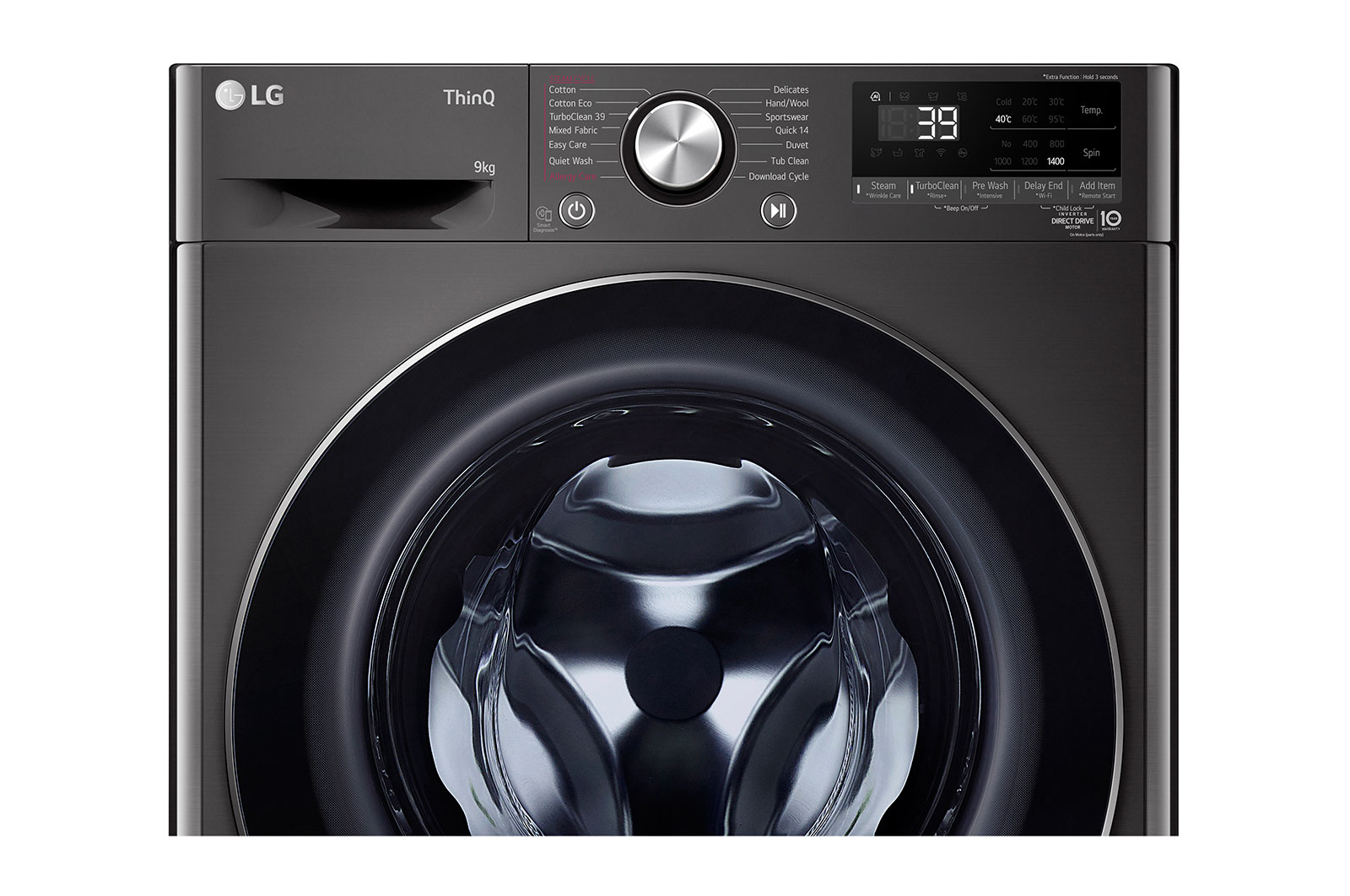 LG 9kg Series 9 Front Load Washing Machine with Steam+, WV9-1409B