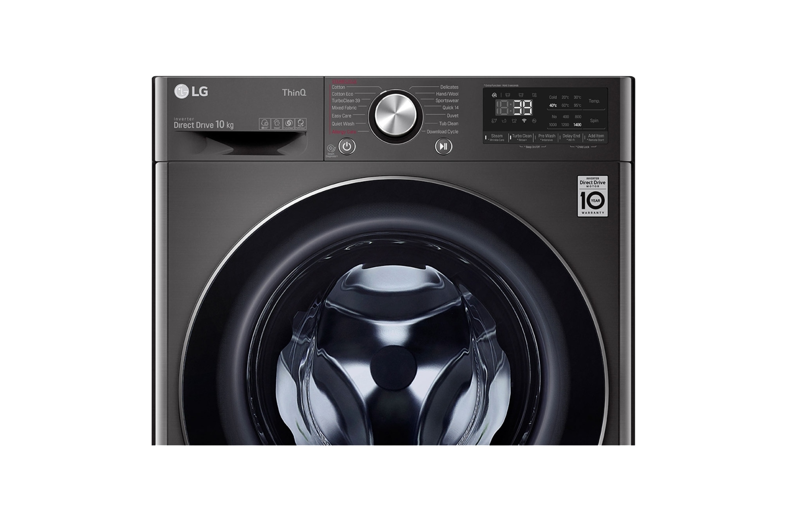 LG 10kg Series 9 Front Load Washing Machine with Steam+, WV9-1410B