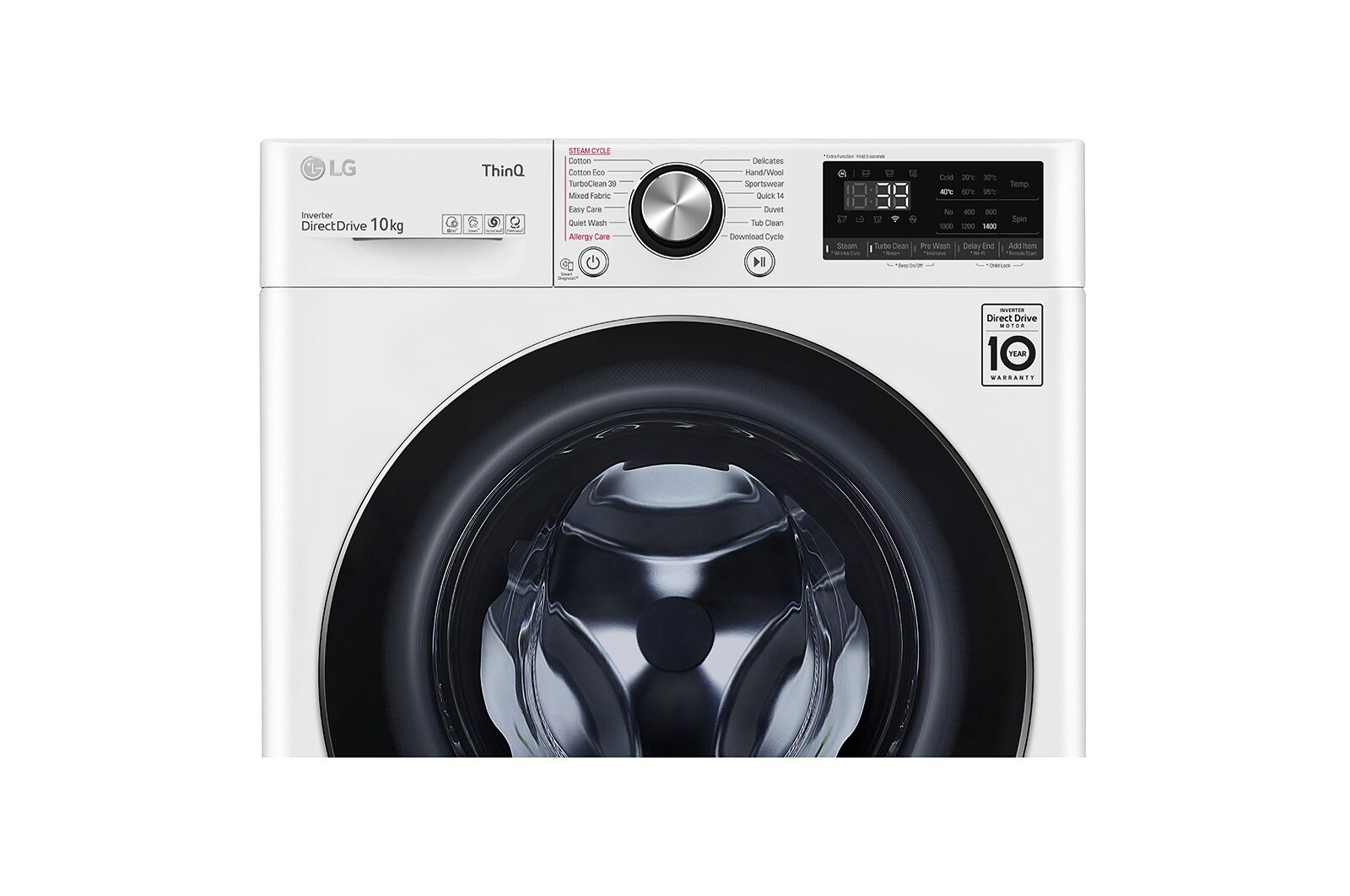 LG 10kg Series 9 Front Load Washer - Steam+, WV9-1410W