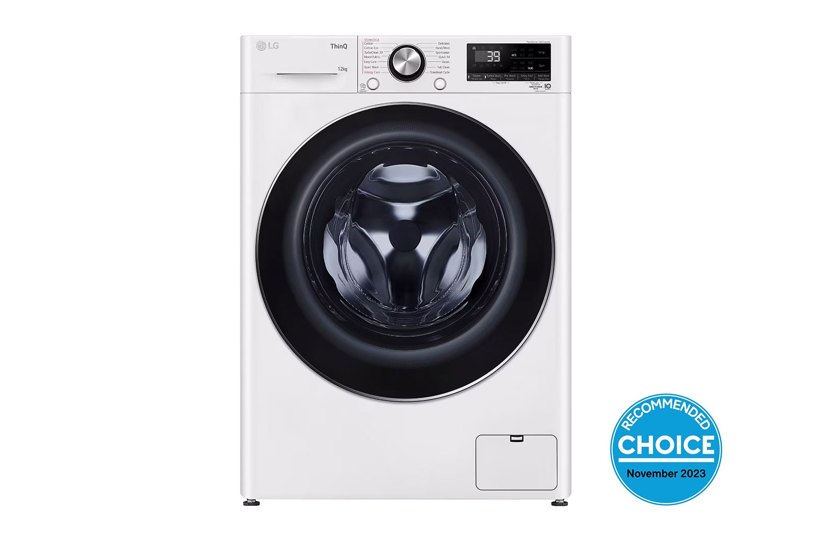 LG 12kg Series 9 Front Load Washing Machine with Steam+, WV9-1412W