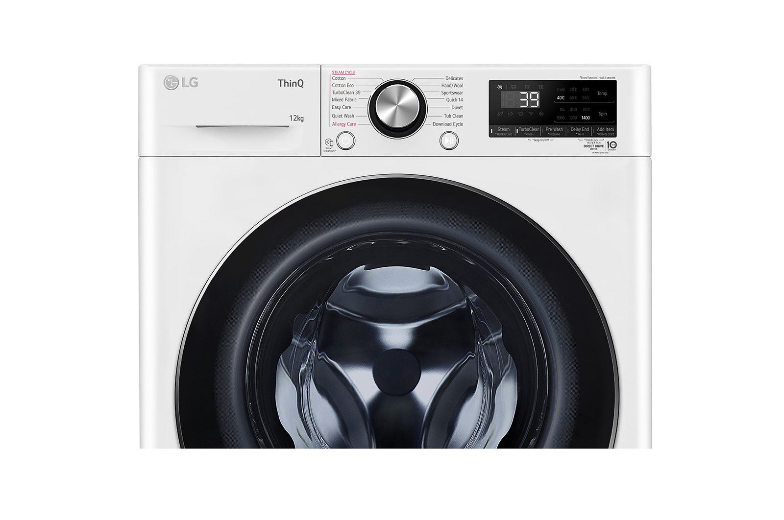 LG 12kg Series 9 Front Load Washer - Steam+, WV9-1412W