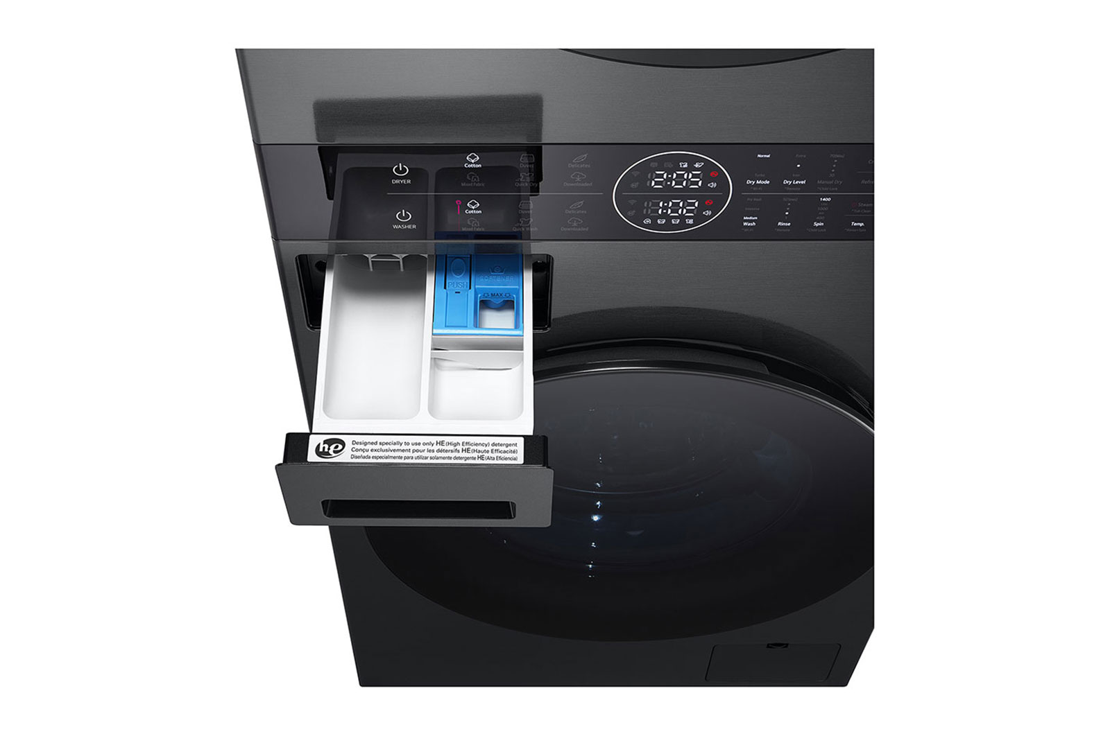 LG 12/9kg WashTower™ All-In-One Stacked Washer Dryer in Platinum Black, WWT-1209B