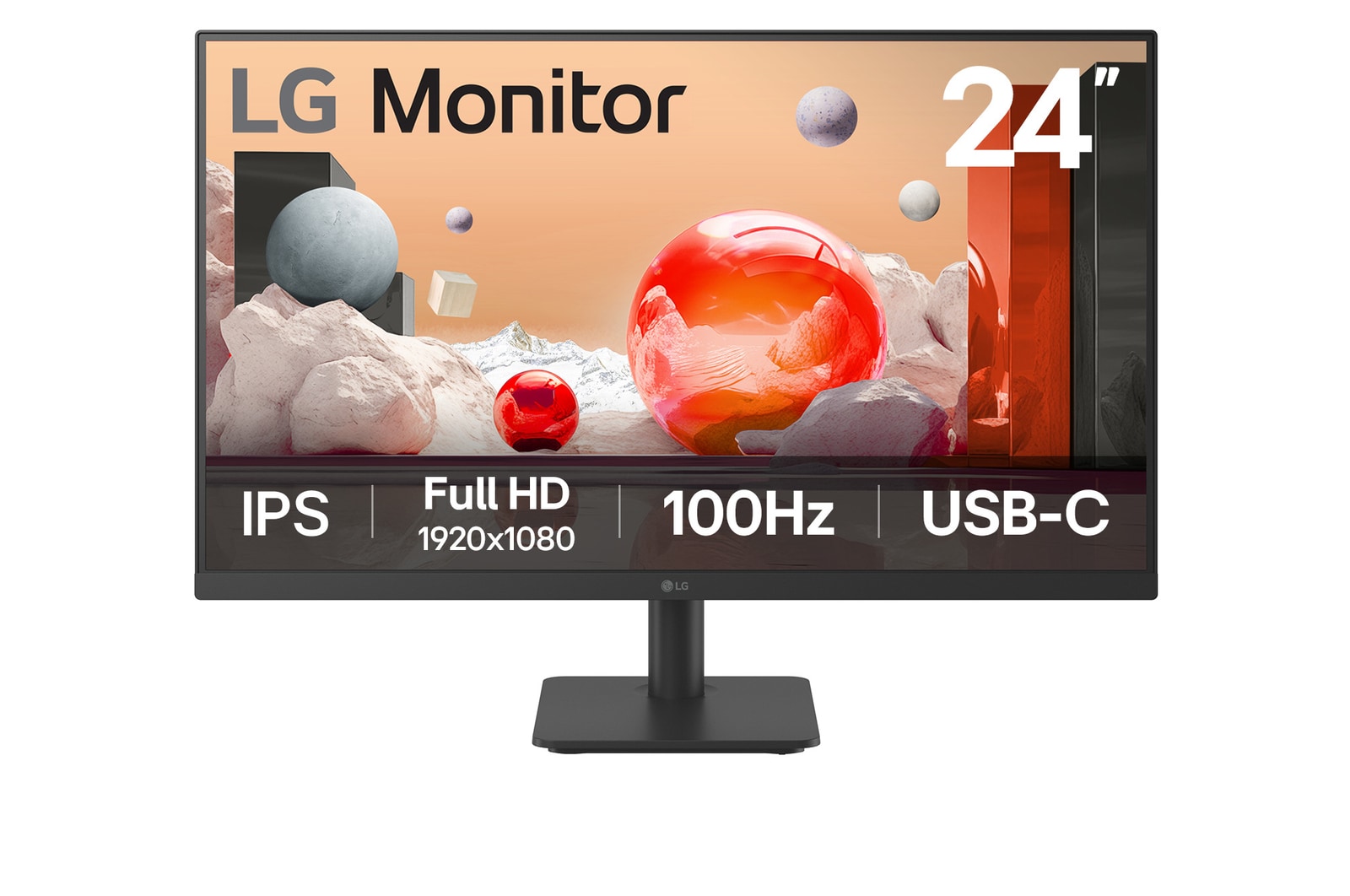 Front view of 24” IPS Full HD monitor with USB-C 24MS530B-B