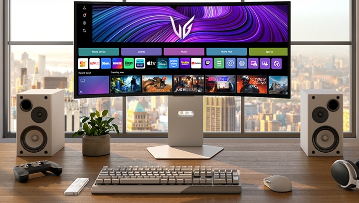 Voorkant van de UltraGear™ 34gx90sa gamingmonitor.