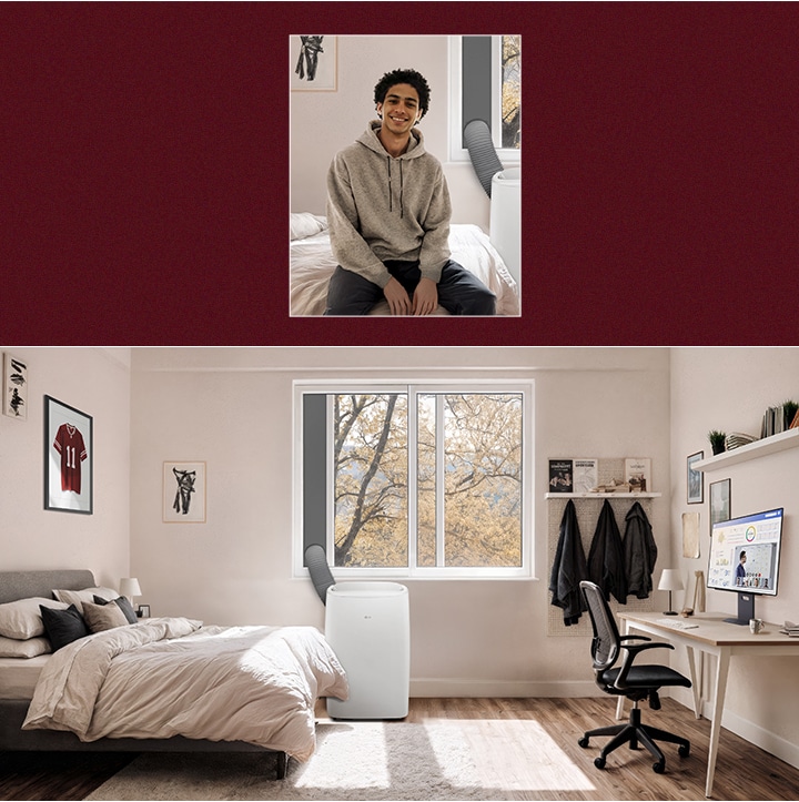 Mateo sorrindo com satisfação no espaço recém-transformado após a consultoria