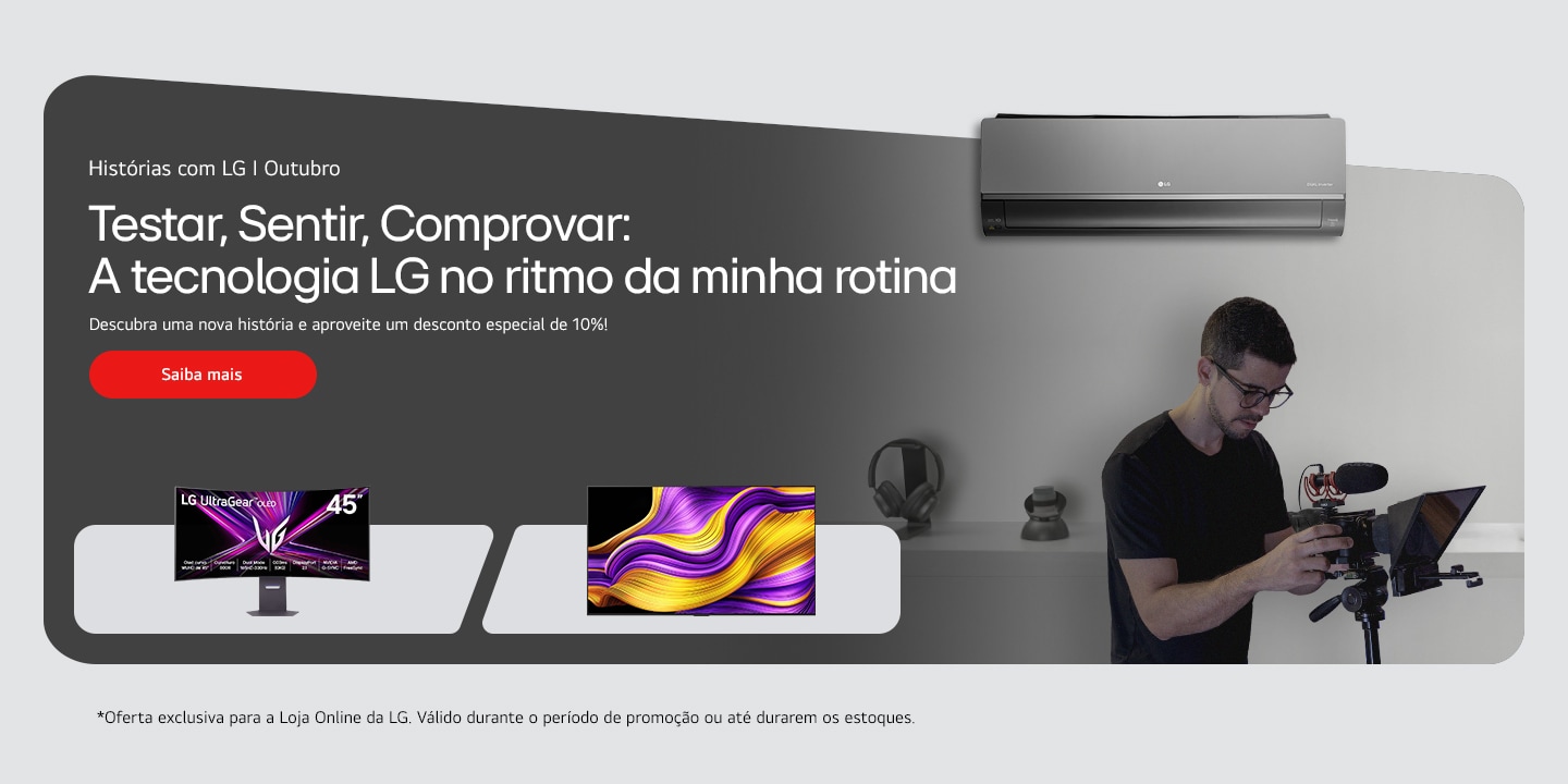 Imagem com uma pessoa e eletrodomésticos LG.