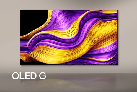 Uma LG OLED G exibindo um plano de fundo abstrato.