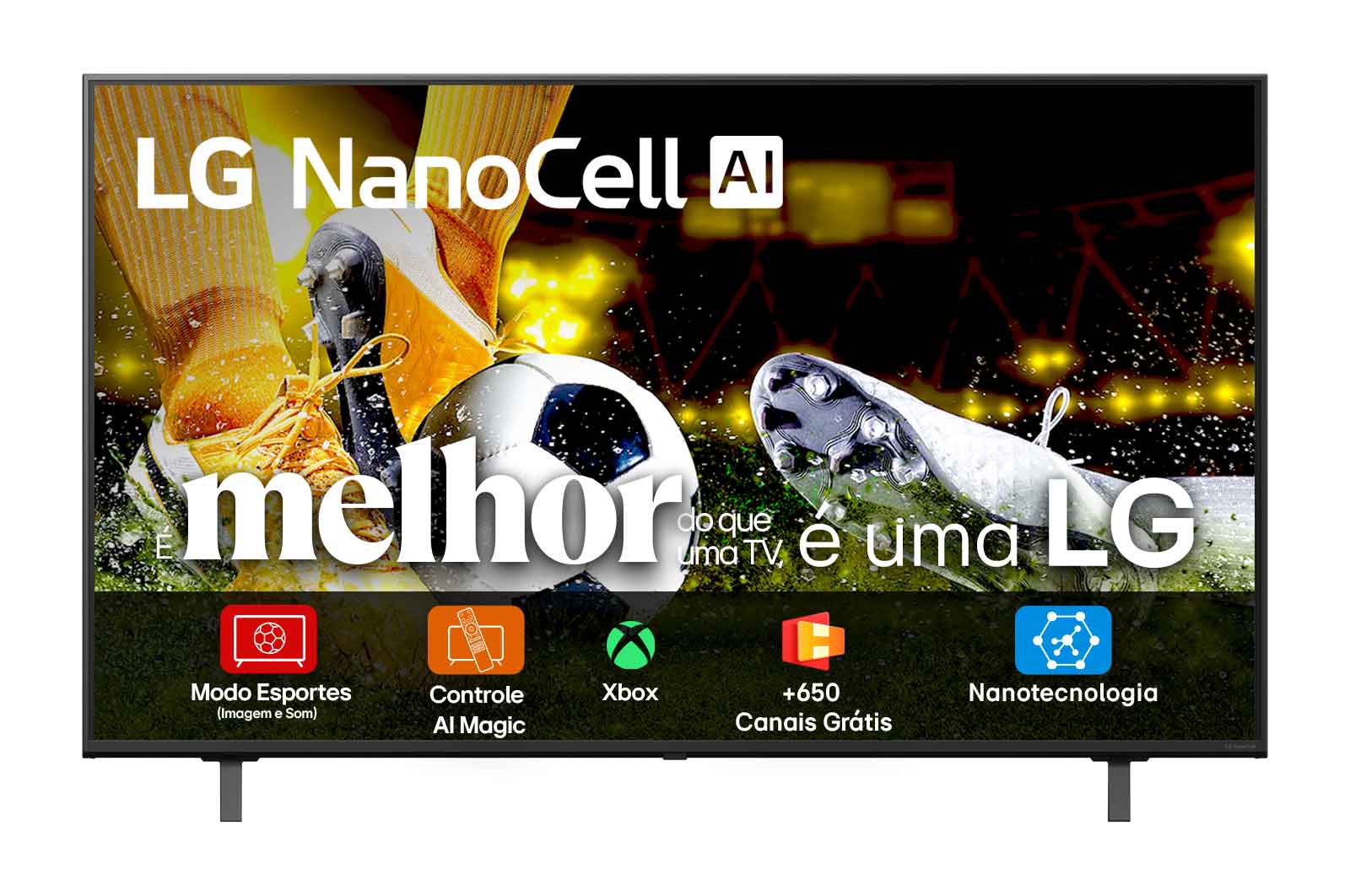 Vista traseira da LG NanoCell NANO80 TV.