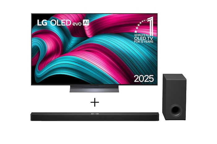 Combo Smart TV LG OLED evo AI C5 4K de 77 polegadas 2025 OLED77C5 + Soundbar LG S90TY