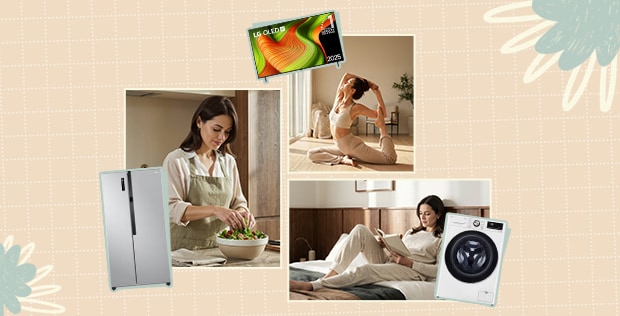 Imagen de una persona con electrodomésticos LG