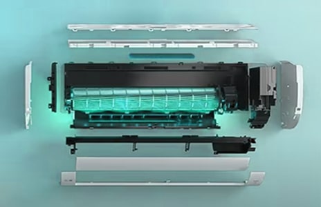 Esta imagem descreve o sistema completo de filtragem de ar