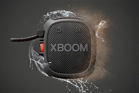 Imagem da XBOOM Go para mostrar a certificação IP67 à prova d'água e poeira