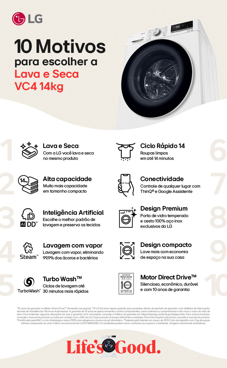 10 Motivos para escolher a Lava e Seca VC2 14kg