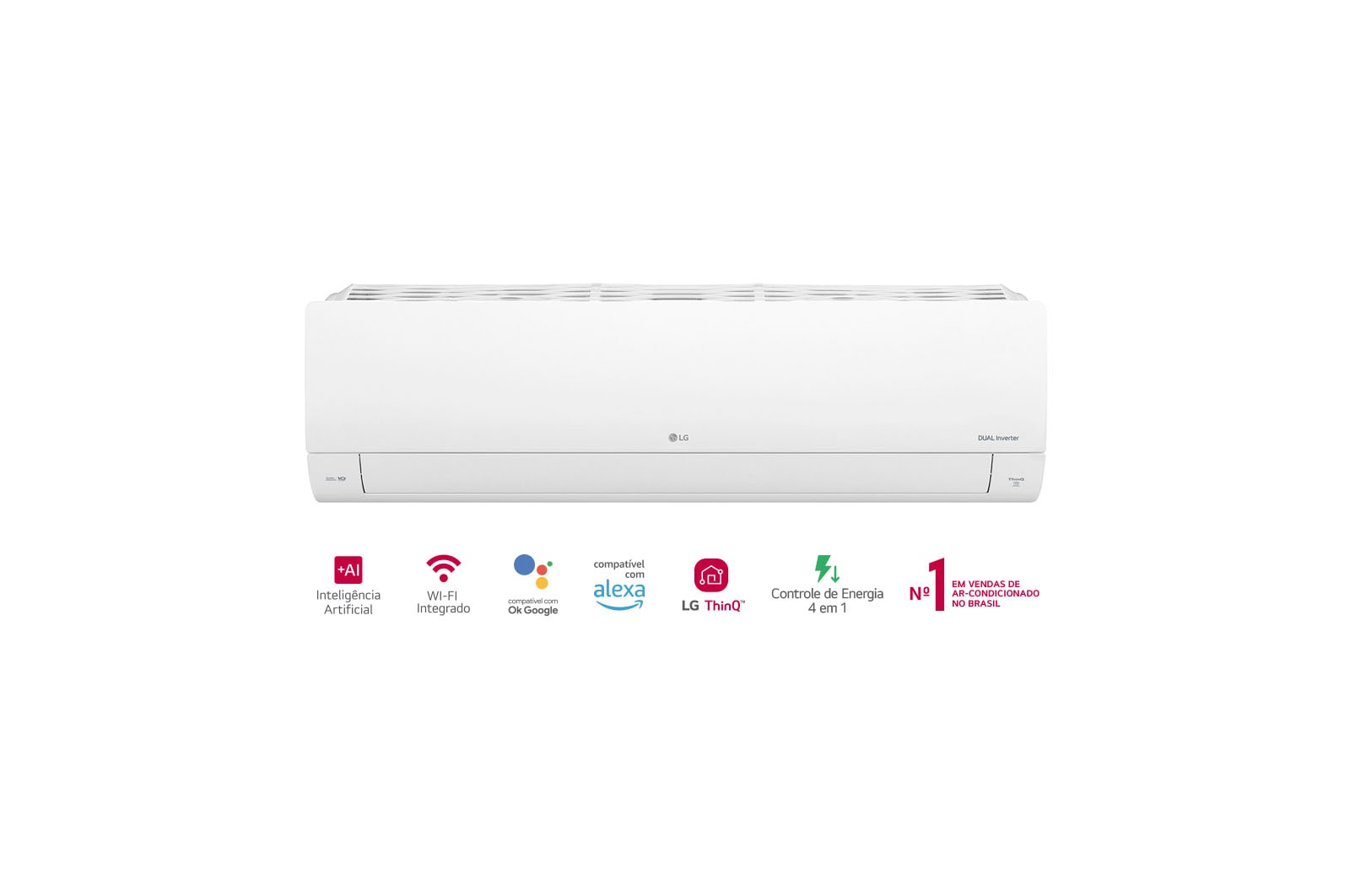 LG Ar-Condicionado LG Dual Inverter Voice 9.000 BTUs Frio 220V Inteligência Artificial Wi-fi ThinQ S3-Q09AA31A, S3-Q09AA31A