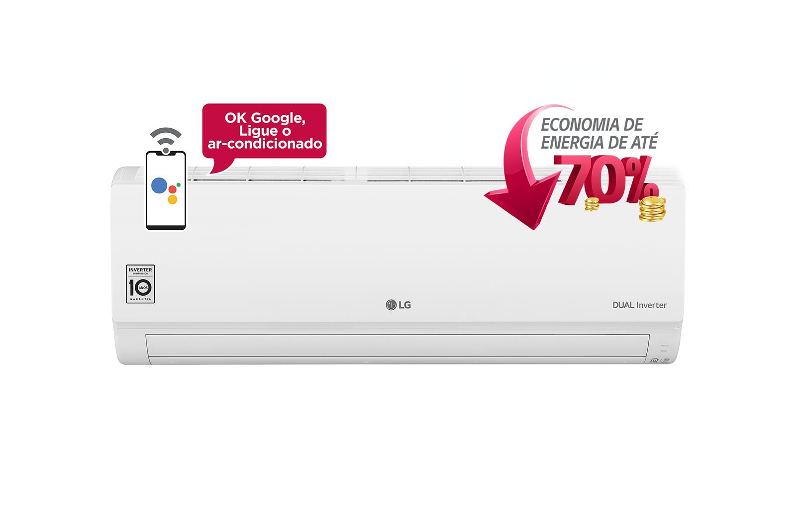 LG Ar Condicionado Split LG DUAL Inverter Voice 9.000, Frio, 127V, S4-Q09WA51B