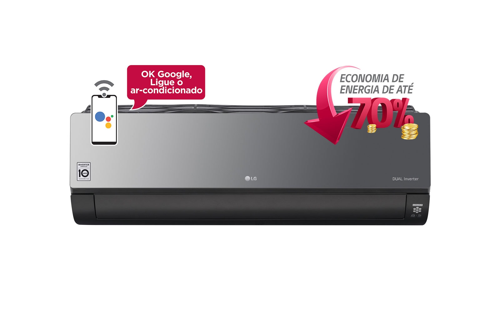 LG Ar condicionado Split LG DUAL Inverter VOICE ARTCOOL 18.000 Quente/Frio 220V, S4-W18KLRPA