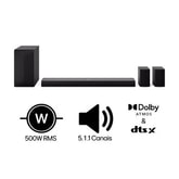 LG Home Theater Soundbar S70TR com alto-falantes traseiros e Dolby Atmos com configuração de canais 5.1.1
