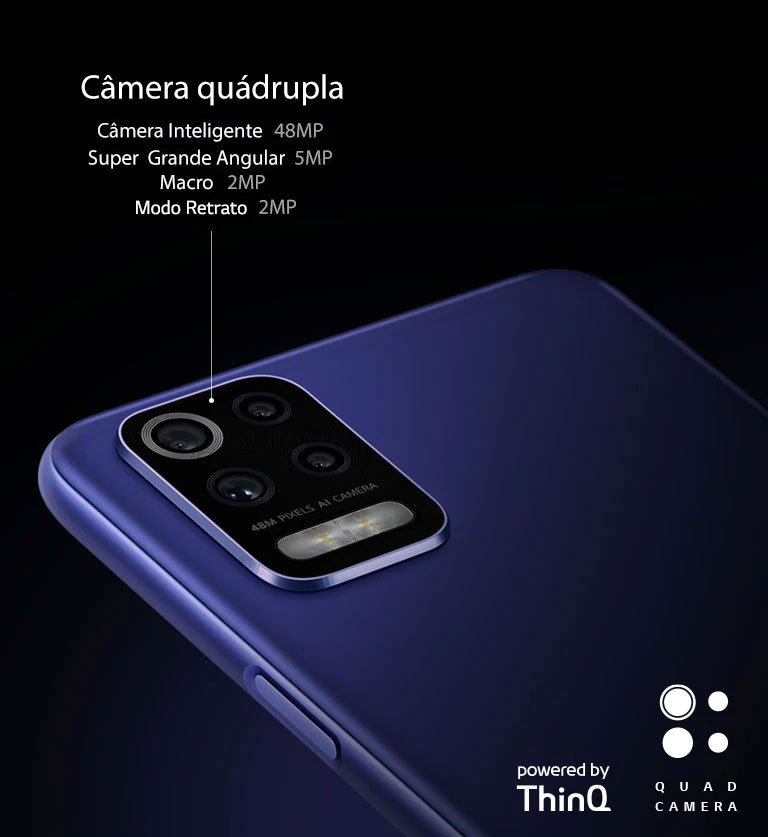 Vista traseira do smartphone mostrando quatro câmeras