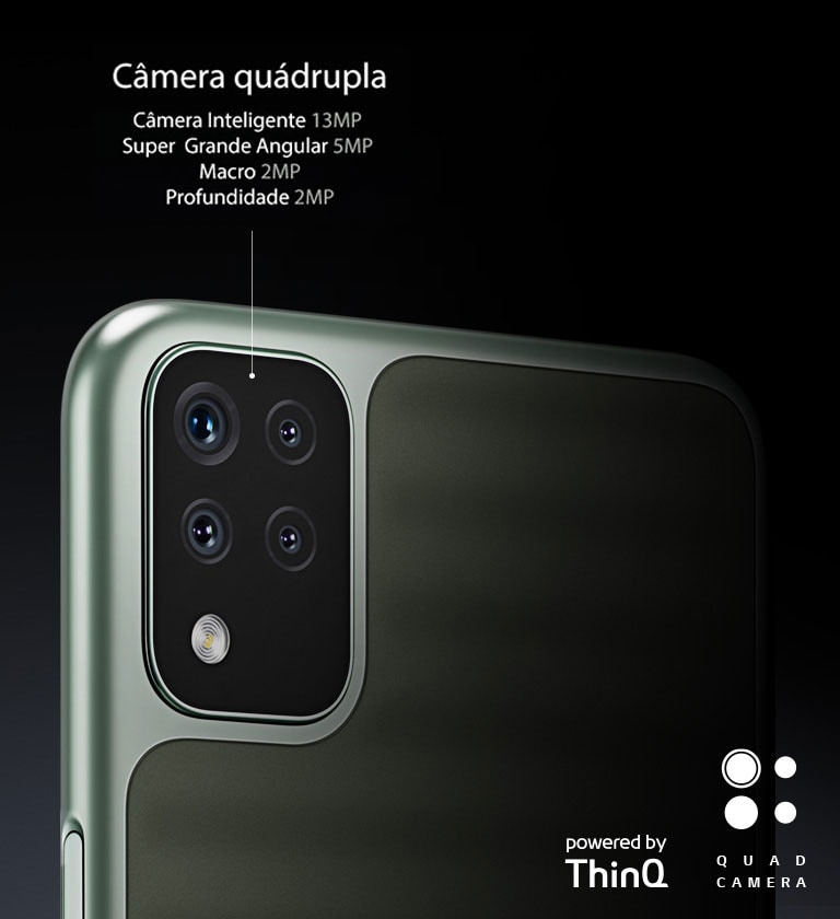 Vista traseira do smartphone mostrando quatro câmeras