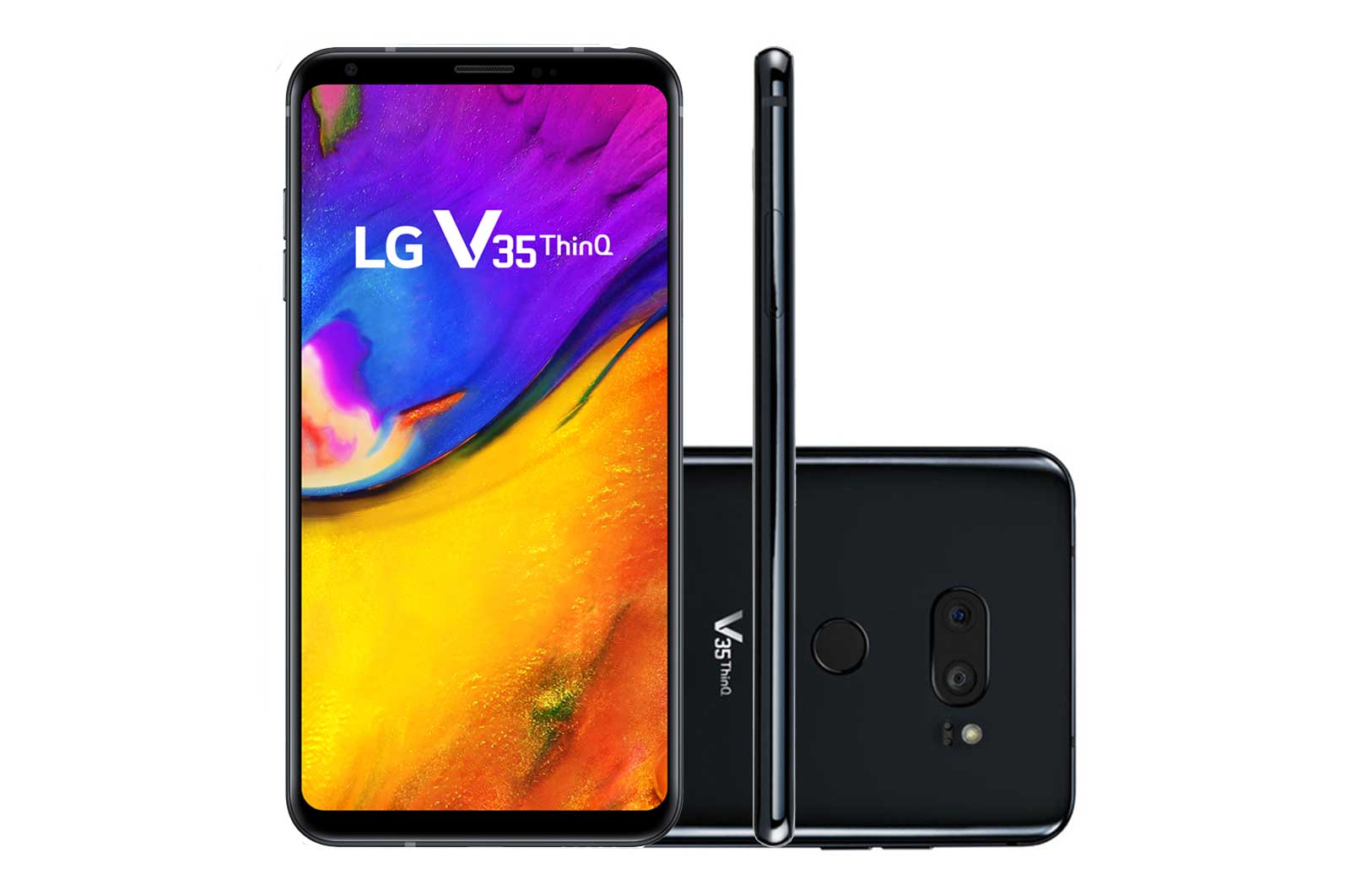 LG Smartphone LG V35 ThinQ™ Câmera dupla traseira de 16MP e 128GB memória, Tela QHD+ OLED FullVision™, Google Lens e Sensor de Impressão Digital, LMV350EAW